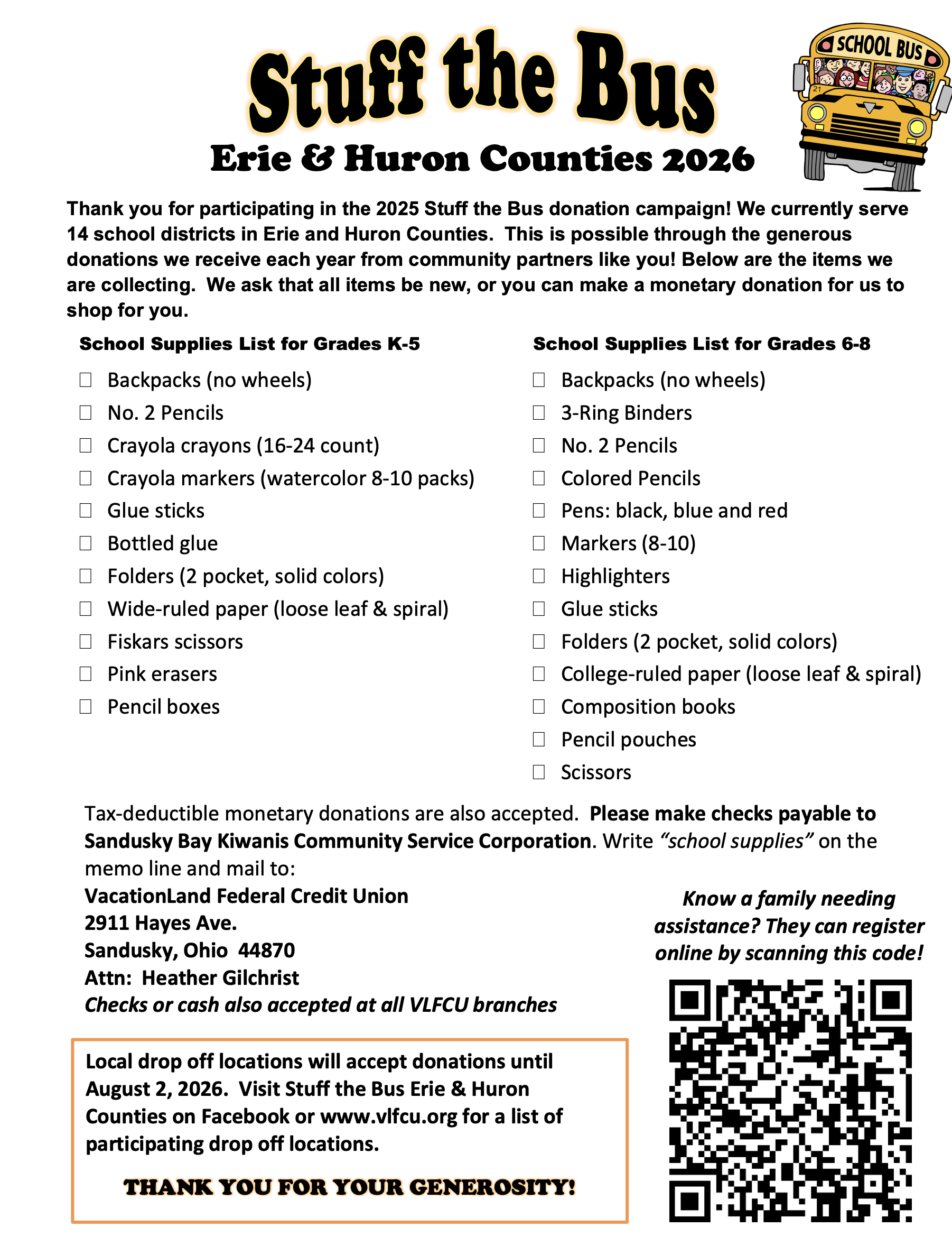 2025 Stuff The Bus Flyer